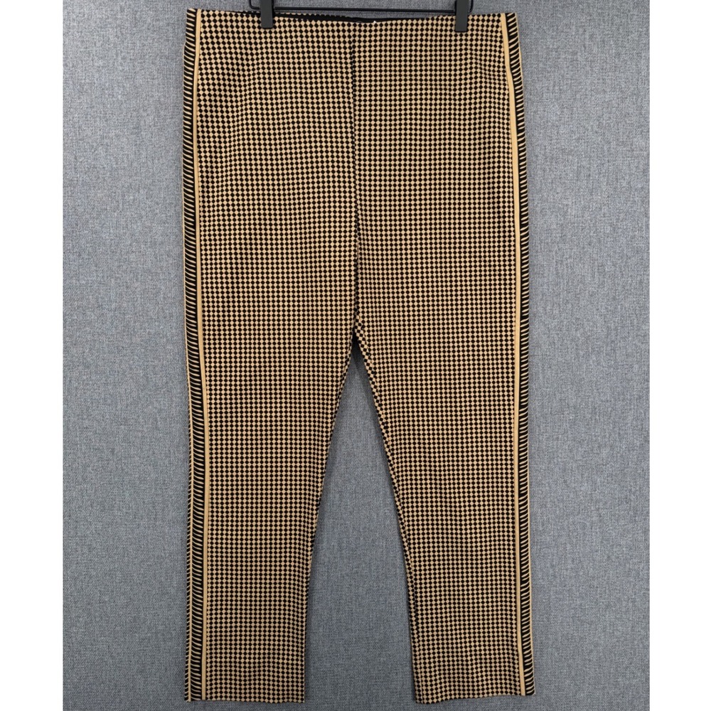 Gretchen Scott Diva Classic Pants Tan Black Checkered Diamond Ankle XXXL Stretch